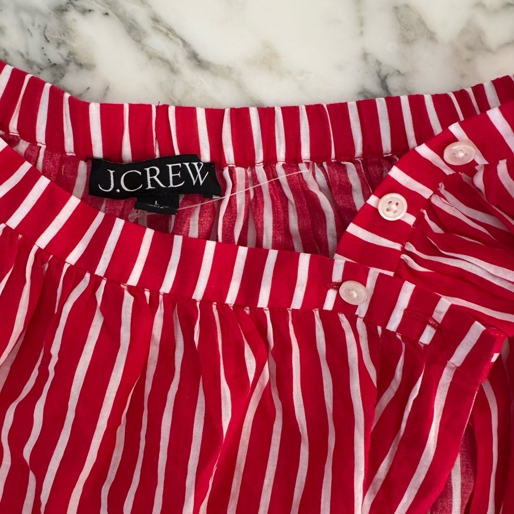 NWOT J. Crew Cotton Voile Beach Coverup Skirt Red & White Stripes Sz L Sold Out - Picture 5 of 8